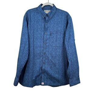 NEW Duluth Trading Co Men's Canyoneer Long Sleeve Printed Shirt Blue L Outdoor